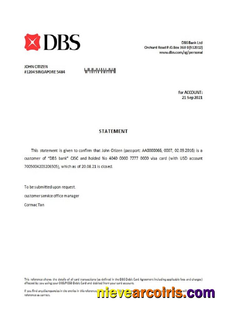 Singapore DBS bank closure reference